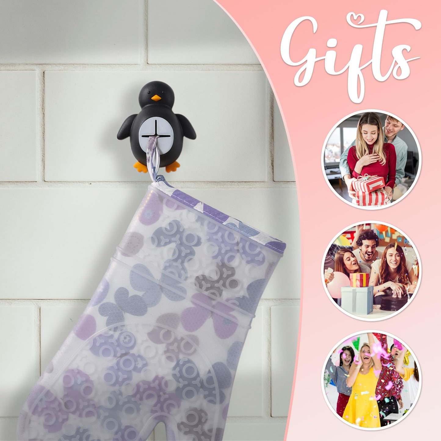 Penguin Silicone Kitchen Towel Hook Adhesive Wall Mount