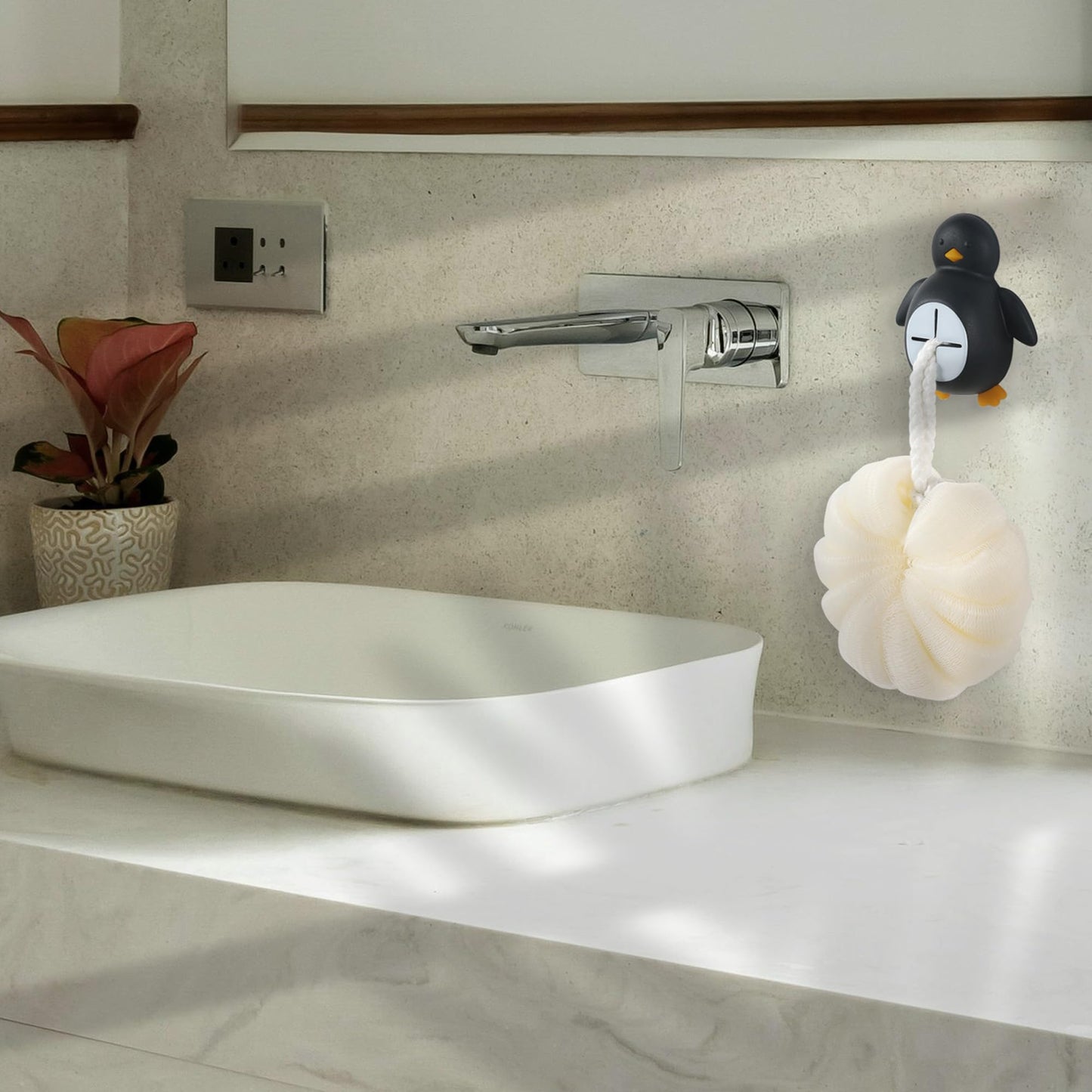 Penguin Silicone Kitchen Towel Hook Adhesive Wall Mount