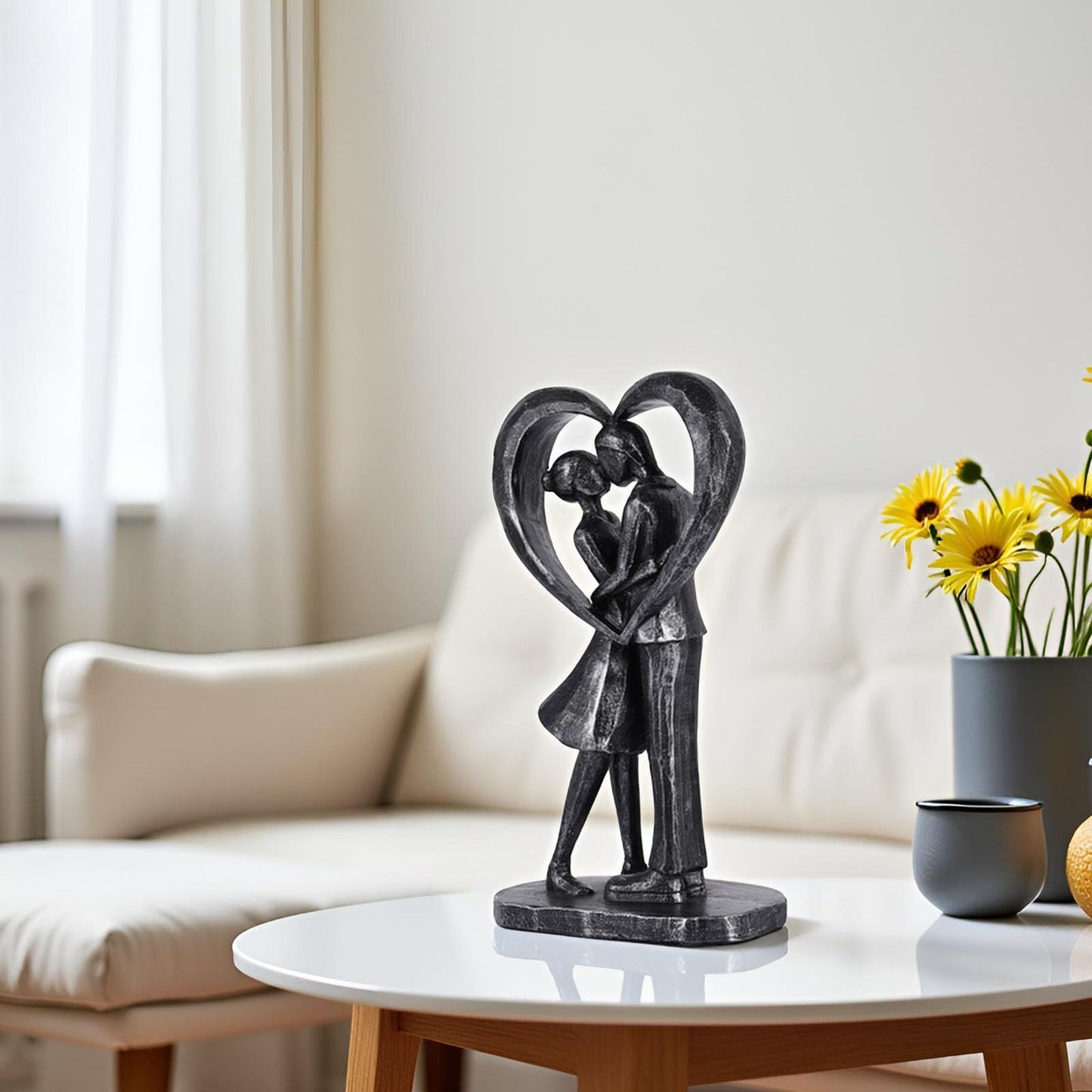 Romantic Couple Figurine Resin Statue for Bedroom Decor