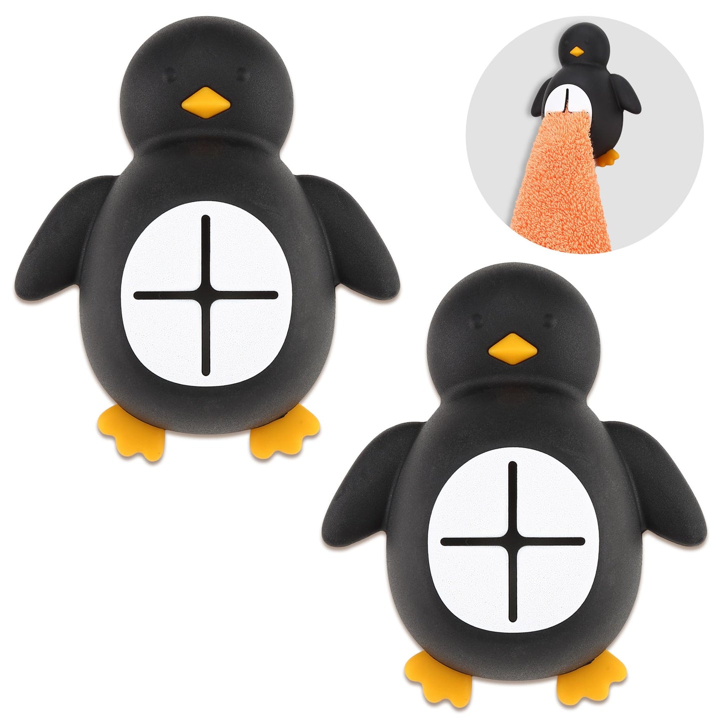 Penguin Silicone Kitchen Towel Hook Adhesive Wall Mount