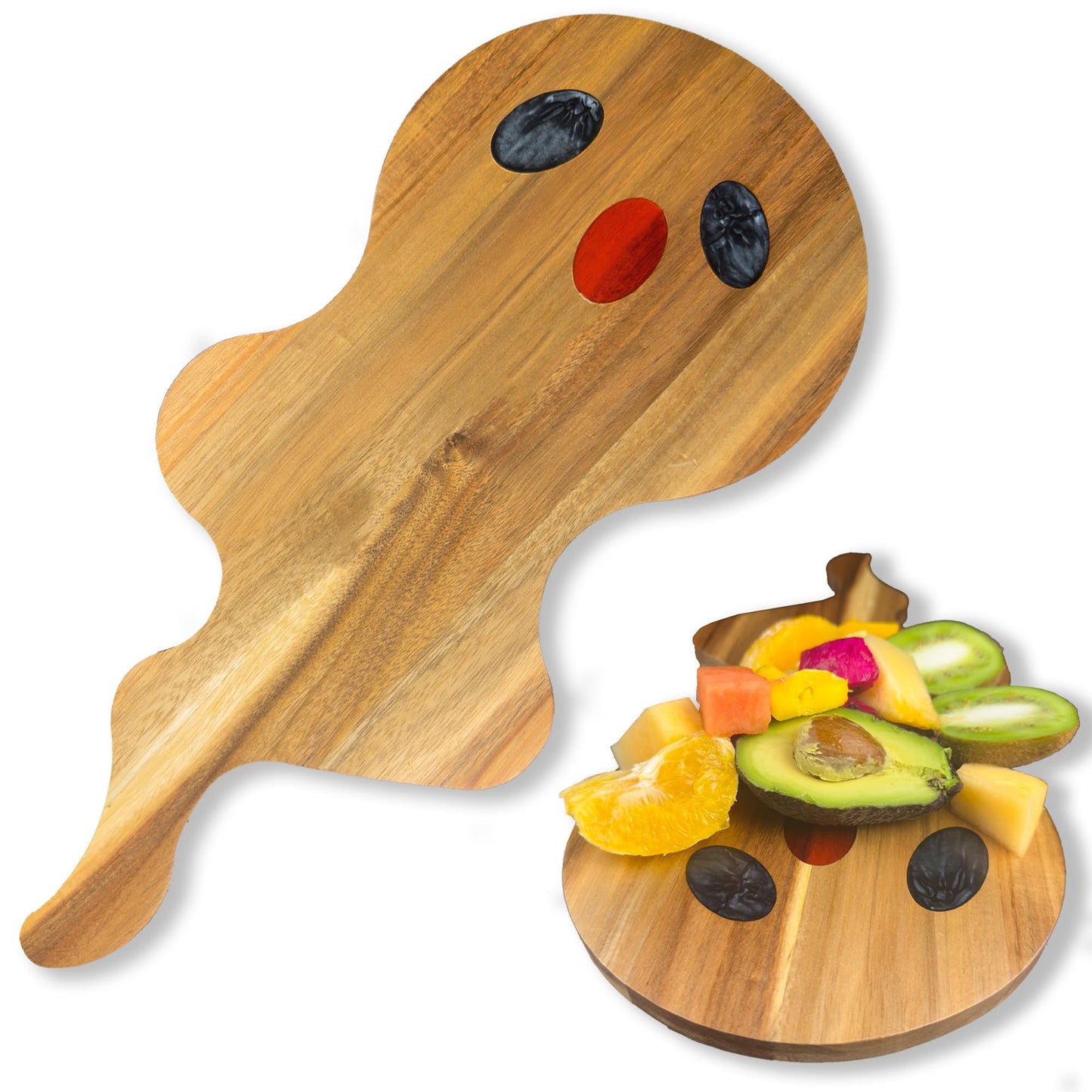 Acacia Wood Cutting Board With Resin Skull Pattern