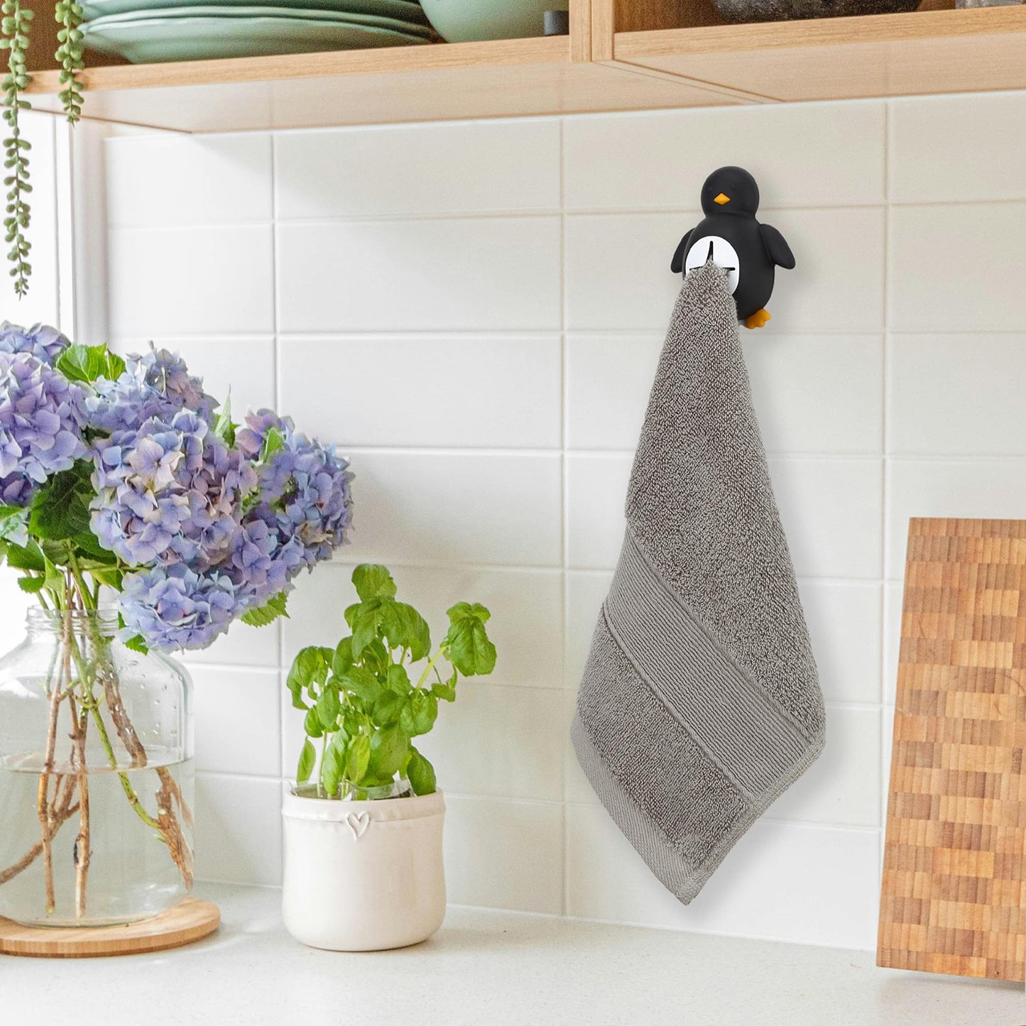 Penguin Silicone Kitchen Towel Hook Adhesive Wall Mount