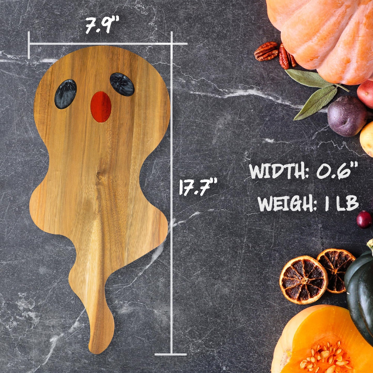 Acacia Wood Cutting Board With Resin Skull Pattern
