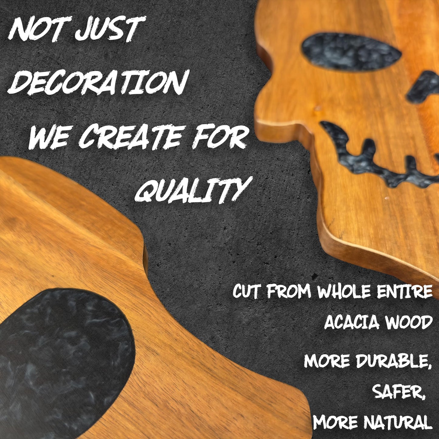 Acacia Wood Cutting Board With Resin Skull Pattern