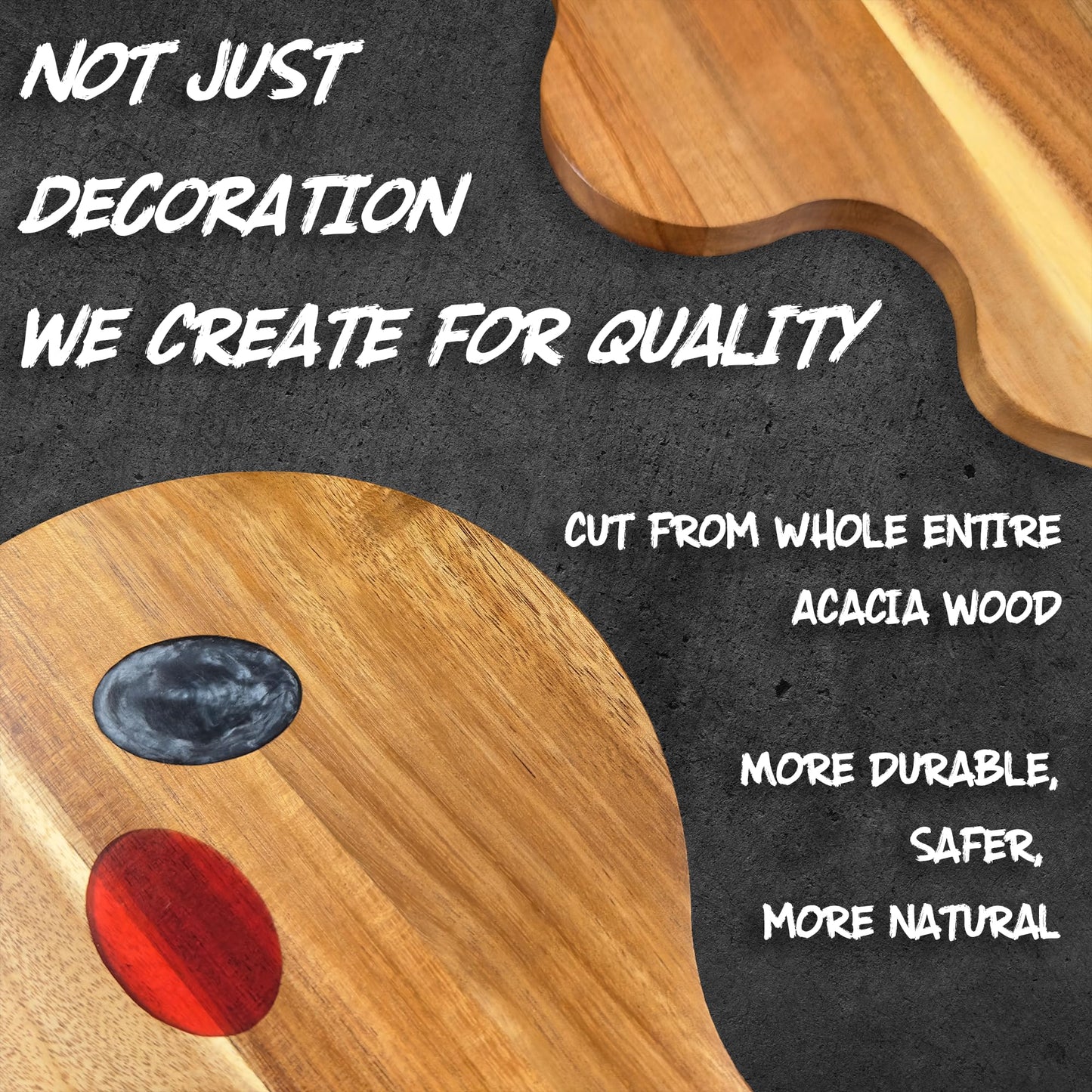 Acacia Wood Cutting Board With Resin Skull Pattern